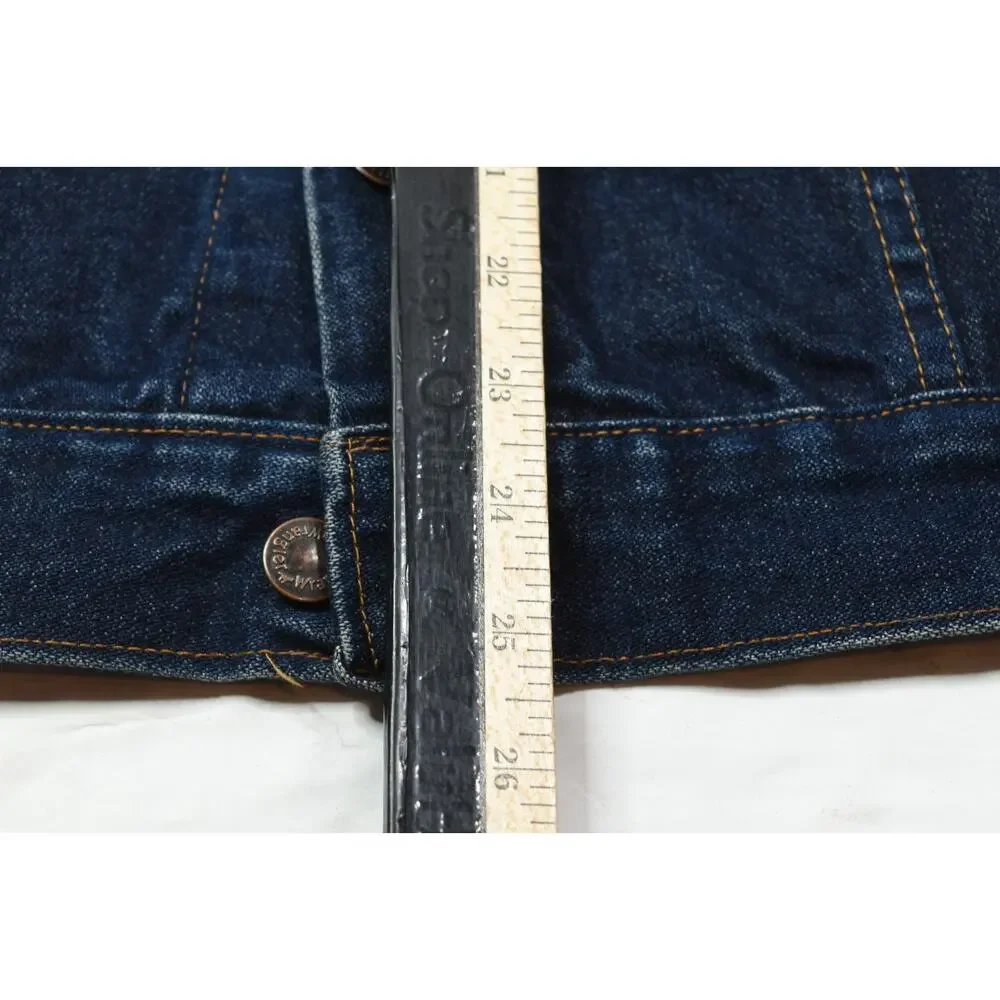 Vintage Wrangler Denim Trucker Jacket Mens 46 Blue 14oz Denim Button-Front USA